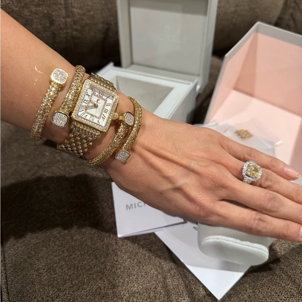 Dazzling MICHELE Deco Diamond Bezel Watch – .60 CTW – Ref. MWW06G000003 - Picture 12 of 17